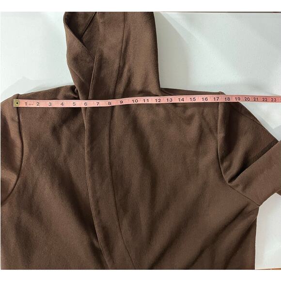 Mya Brown Wool ¾ Sleeve Wrap Hooded Oversized Coat with pockets M - Picture 10 of 16